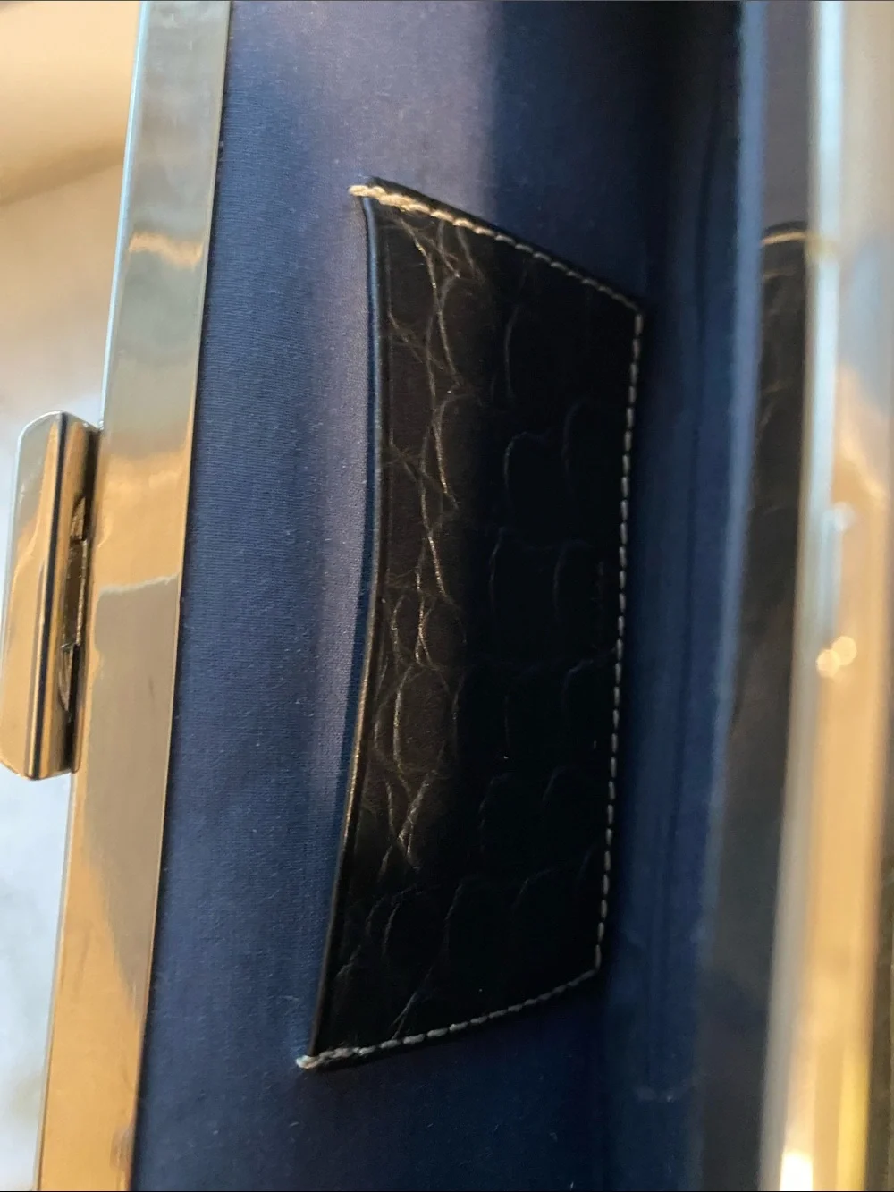 Vintage Dooney & Bourke Made in Italy Croc-Embossed Leather Frame Clutch